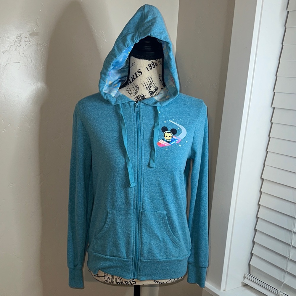 Disney Joey Chou Blue Zip-Up Hoodie with iconic Art